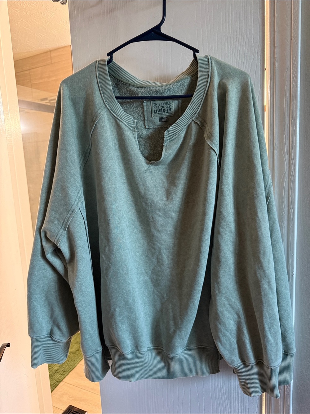 aerie Relaxed Crewneck Sweater in Sage Green